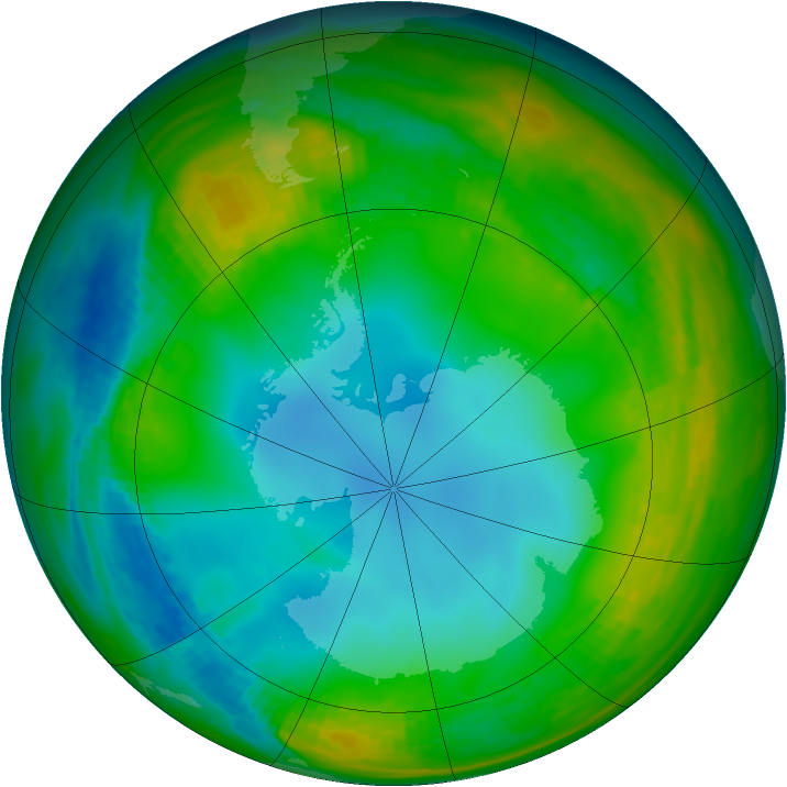 Antarctic ozone map for 13 July 1983